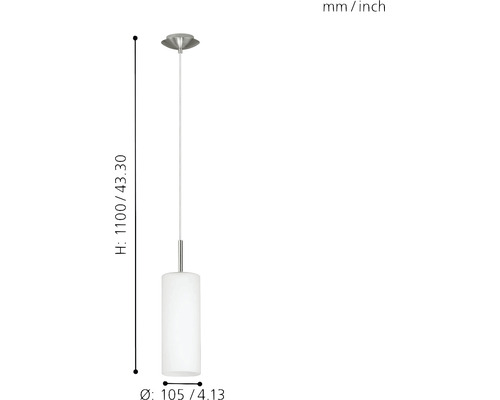 Pendelleuchte mit Zylinderform und den Maßen 1100 x 105 Millimeter