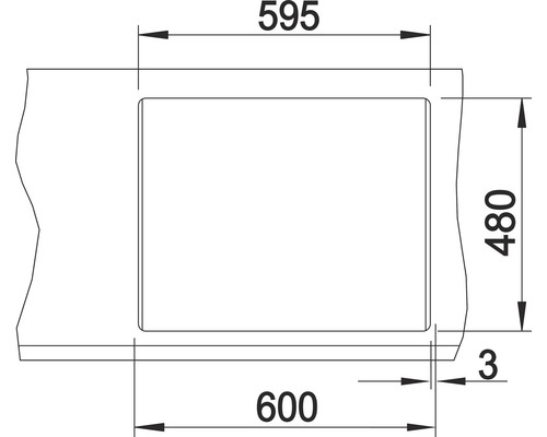 Dessin technique avec cotes : 595, 480, 600 et 3.