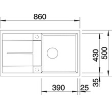 Spüle Blanco METRA 5 S 860 x 500 mm weiß 513037