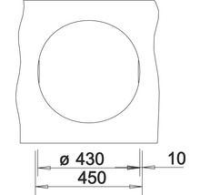 Technische Zeichnung mit einem Durchmesser von 430 Millimeter und einer Größe von 450 Millimeter