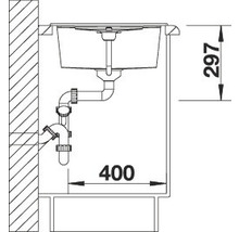 Dessin technique d''un évier avec les dimensions 297 et 400.