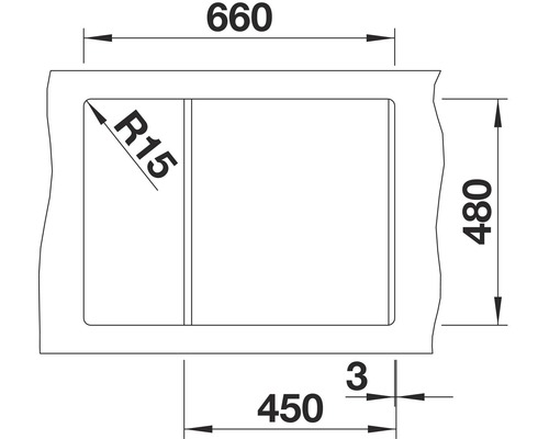 Dessin technique d''un évier avec indications de dimensions