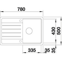 Évier Blanco LEGRA 45 S 780 x 500 mm café 522206