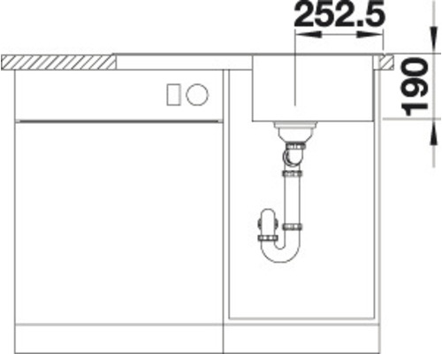 Schéma technique d''un meuble sous-évier avec dimensions