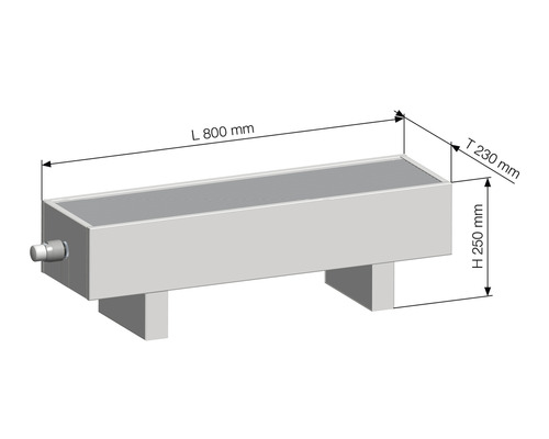 Image d''un radiateur aux dimensions suivantes : 800 mm de longueur, 230 mm de profondeur et 250 mm de hauteur