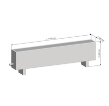 Illustration d''un radiateur avec des dimensions de 1400 mm de longueur, 400 mm de hauteur et 180 mm de profondeur.