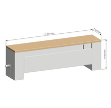 Licon Heat Bankkonvektor Heizkörper KORALINE LDE H 450 x L 1400 x T 315 mm weiß mit Holzplatte Eiche