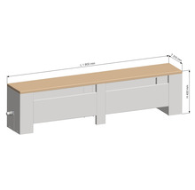 Licon Heat Bankkonvektor Heizkörper KORALINE LDE H 450 x L 1800 x T 315 mm weiß mit Holzplatte Eiche
