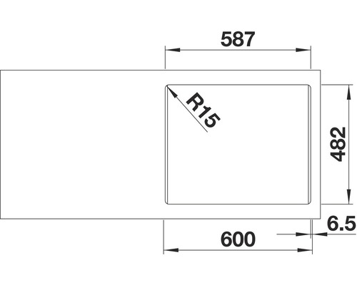 Schéma technique d''un évier avec dimensions