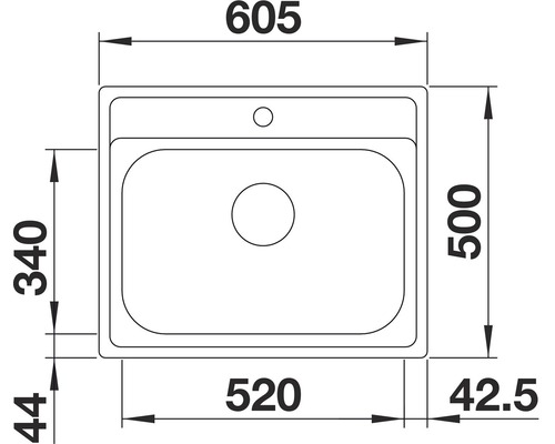Schéma technique d''un évier de cuisine avec dimensions