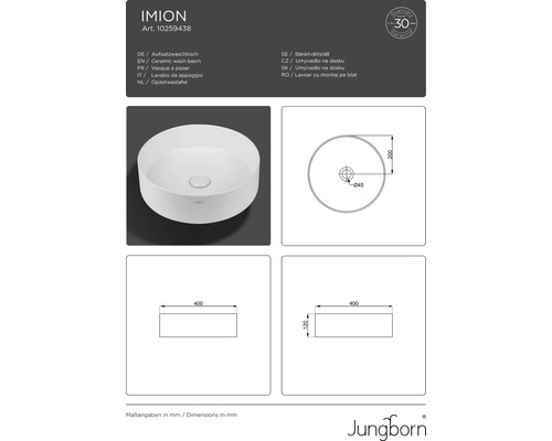 Vasque à poser en céramique avec dimensions