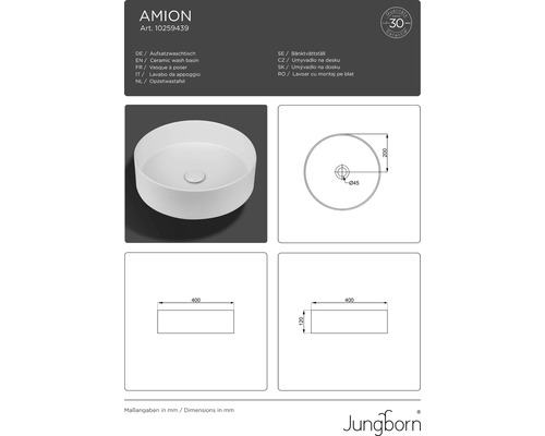 Vasque à poser en céramique avec dimensions