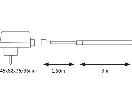 Illustration des dimensions de l''alimentation et du câble d''alimentation