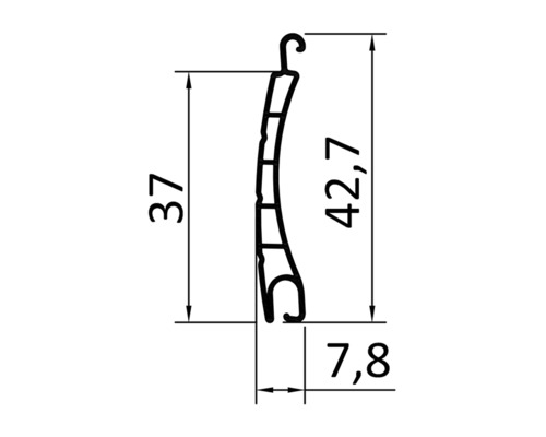 Schéma technique d''un profilé de volet roulant avec dimensions