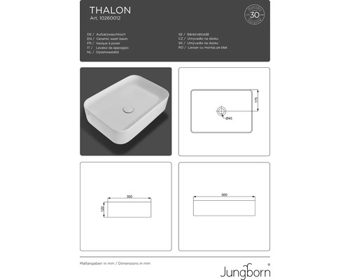 Vasque à poser Thalon en céramique avec dimensions