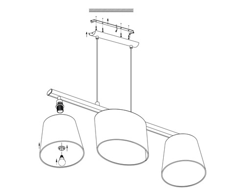 Montageanleitung für eine Hängelampe mit drei Leuchten