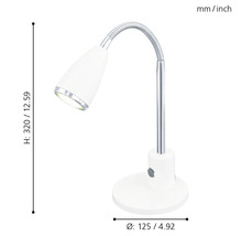 Lampe de bureau LED 1x3W 200 lm 3000 K blanc chaud H 320 mm Fox blanc/chrome-thumb-2