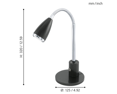 Tischleuchte mit flexiblem Arm und runder Basis zur flexiblen Beleuchtung