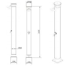Schéma technique d''une douche de jardin avec dimensions.