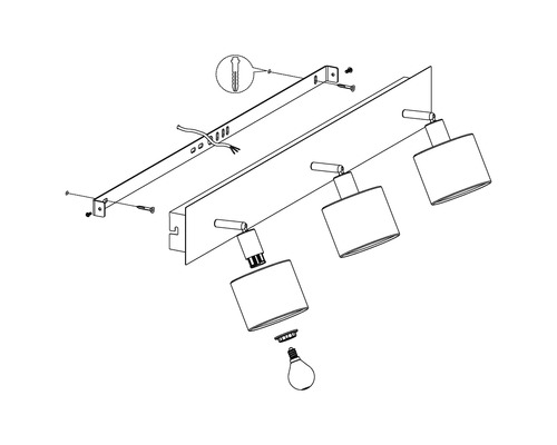 Montageanleitung für eine Deckenleuchte mit drei Strahlern