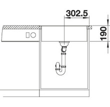 Schéma d''un évier avec indications de dimensions