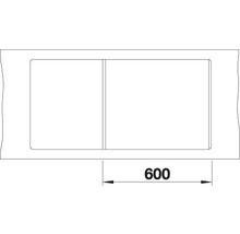 Schéma d''un évier rectangulaire de dimension 600.