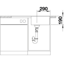 Schéma d''un évier avec dimensions pour la planification de la cuisine