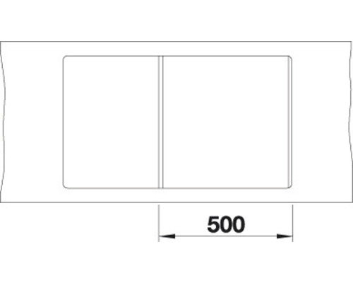 Schéma technique d''un évier avec des dimensions de 500 mm