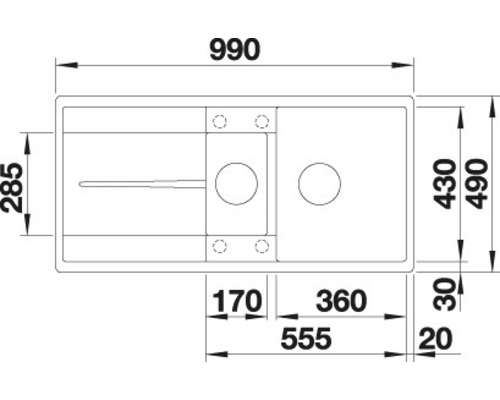 Schéma technique d''un évier de cuisine avec dimensions