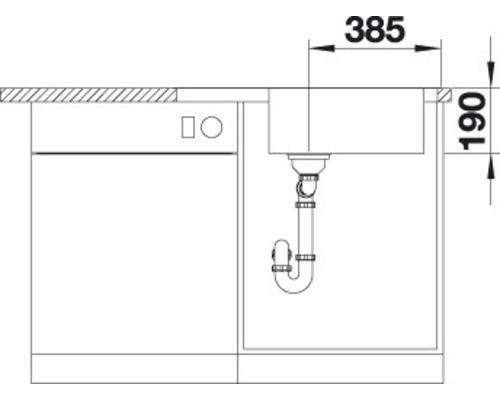 Schéma technique d''un évier avec dimensions.