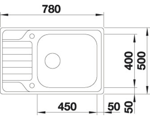 Schéma technique d''un évier avec dimensions