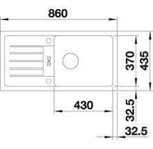Schéma technique d''un évier avec dimensions.