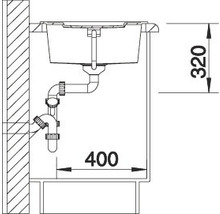 Schéma technique d''un lavabo avec dimensions