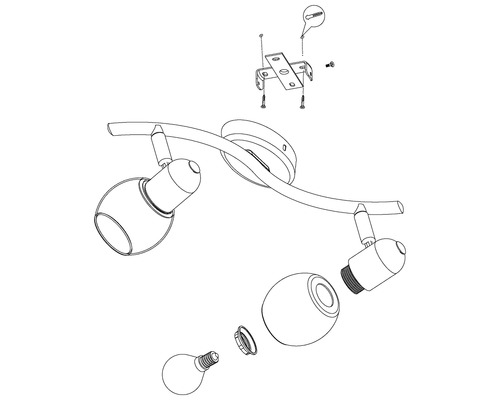 Image d''un plafonnier avec deux spots et accessoires de montage
