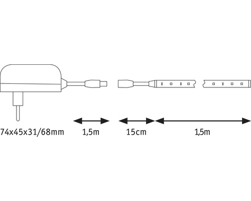 Schéma du ruban LED avec dimensions