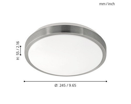 Runde Deckenleuchte mit den Maßen 245 mal 55 Millimeter