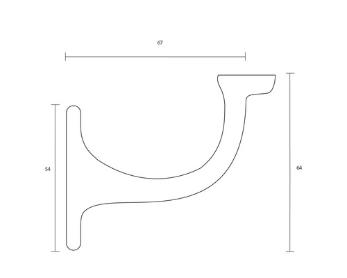 Schéma technique d''un support de tringle de garde-robe avec dimensions