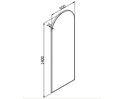 Dessin technique d''un miroir mesurant 1400 x 500 millimètres