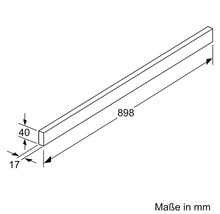 Technische Zeichnung eines Holzprofils mit den Maßen 898 mm Länge, 40 mm Höhe und 17 mm Breite