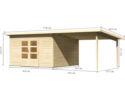 Abri de jardin en bois avec abri voiture et dimensions