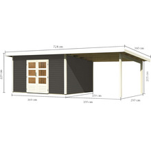 Abmessungen eines Gartenhauses mit Carport