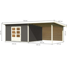 Abmessungen eines Gartenhauses mit Carport