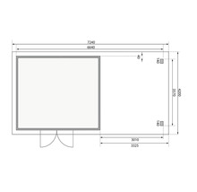 Grundriss eines Gartenhauses mit Maßangaben
