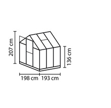 Dessin technique d''une serre avec dimensions.