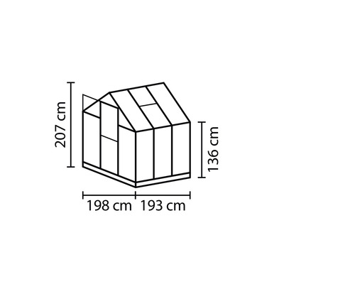 Dessin technique d''une serre avec dimensions.