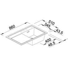 Spüle Blanco ZENAR 45 S 860 x 510 mm schwarz 526037