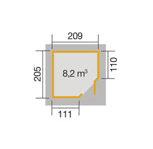 Gartenhaus weka 229 A Gr. 1 inkl. Fußboden 215 x 244 cm grau