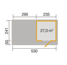 Gartenhaus weka DH 172 B Gr. 1 inkl. Fußboden 575 x 314 cm natur