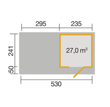 Gartenhaus weka DH 172 B Gr. 1 inkl. Fußboden 575 x 314 cm grau