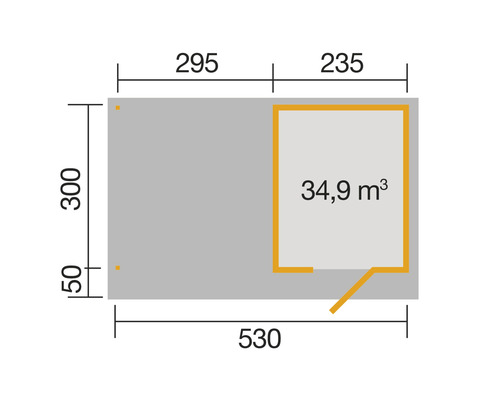 Schéma avec les dimensions d''un abri de jardin